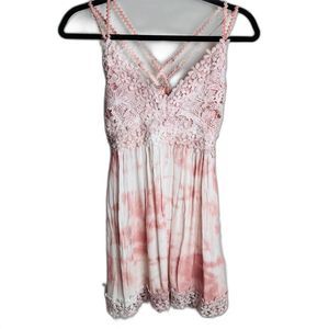 POL Lace Babydoll Coral Splash Tank Top 0161